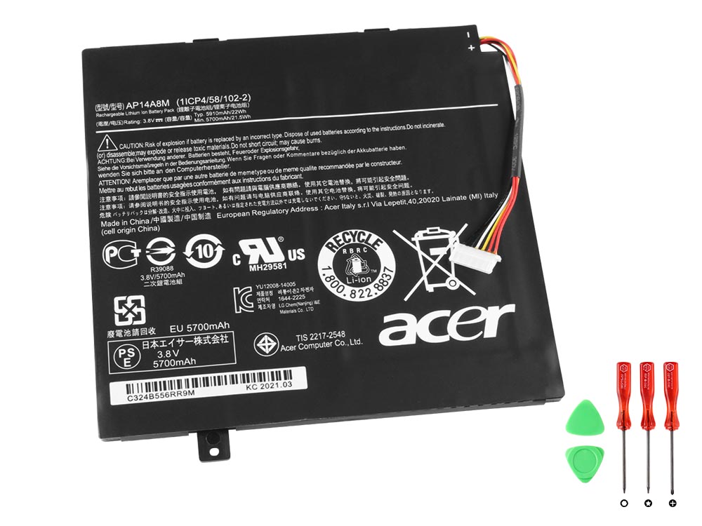22Wh 5910mAh Acer Switch 10 Pro SW5-012P Accu Batterij