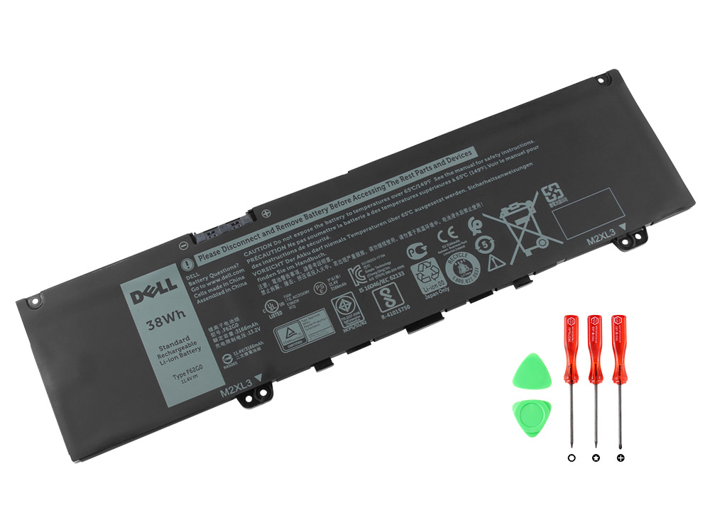 11.4V 3166mAh/38Wh/3-Cellen Dell F62G0 0F62G0 RPJC3 Accu Batterij