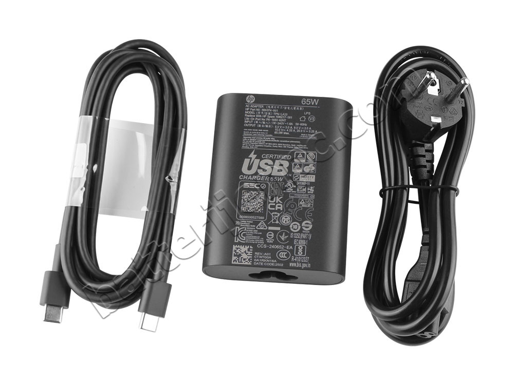 HP 20V 3.25A 65W MaX GaN USB-C Voeding AC Adapter Origineel + Kabel