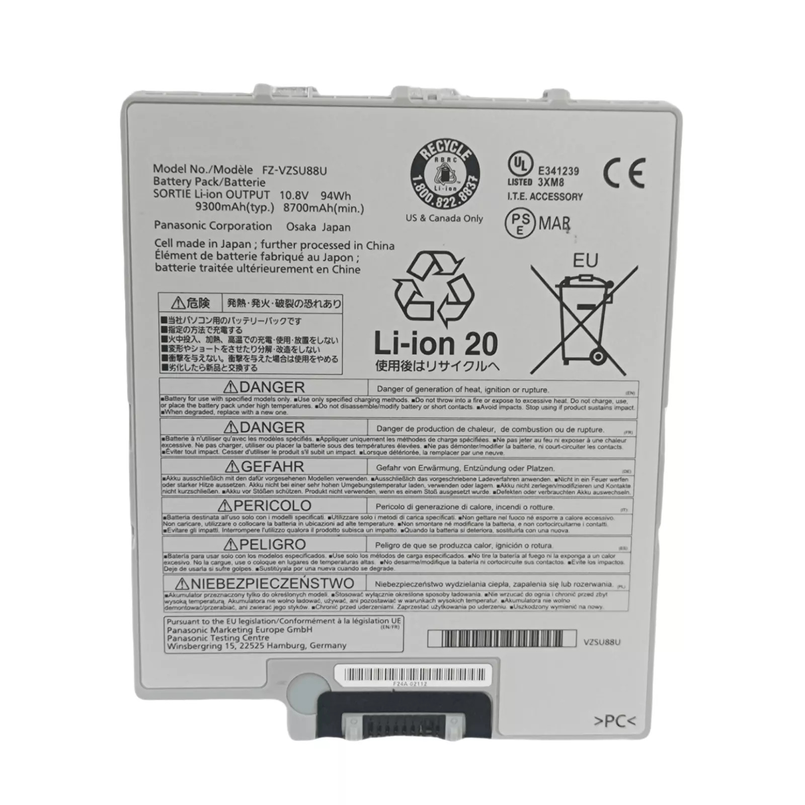 Accu Batterij Panasonic FZ-VZSU88U 8700mAh 94Wh