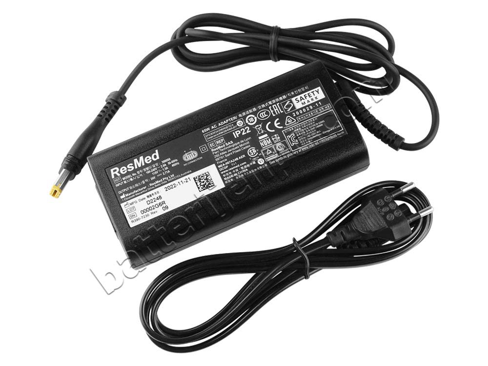 Origineel 65W ResMed 24V 2.71A 65W S11 CPAP Machine Adapter Voeding Oplader + Kabel
